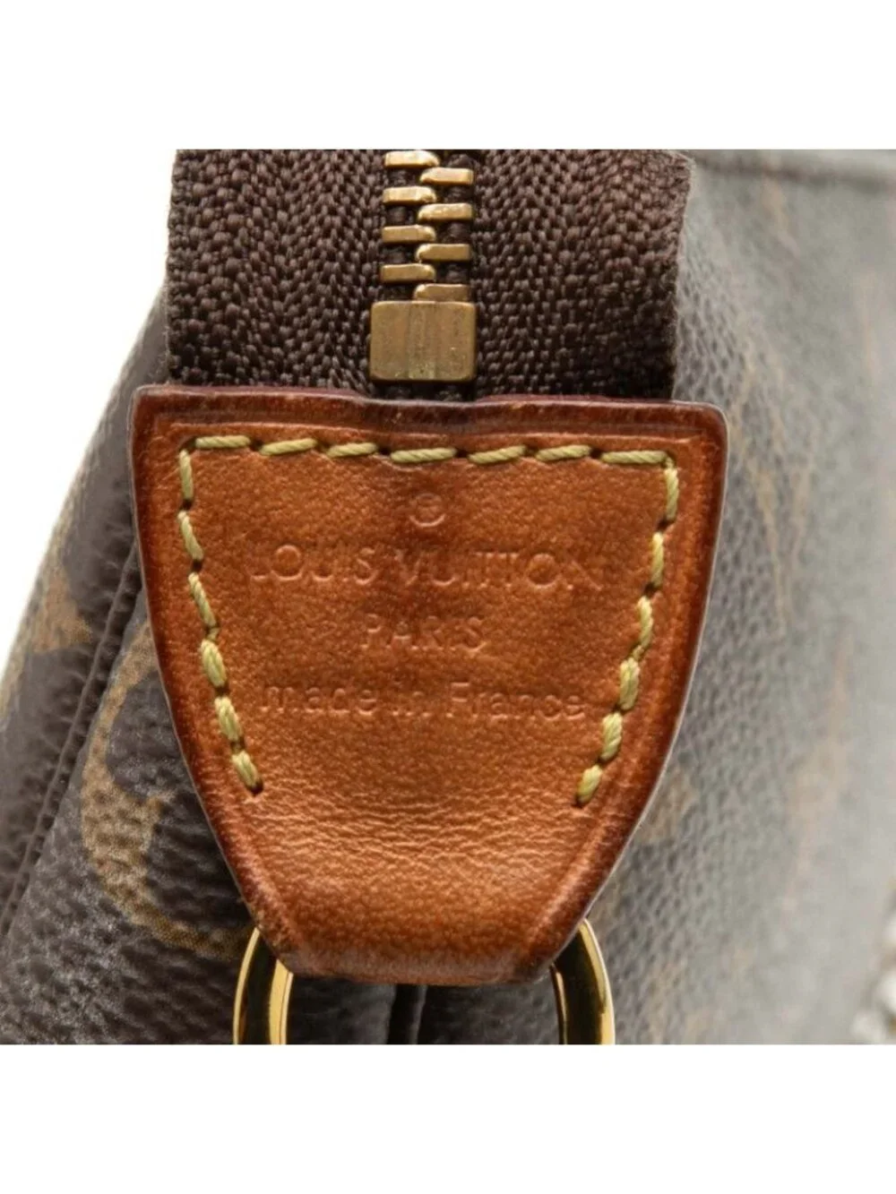 Louis Vuitton Monogram Mini Pochette Chain Handbag Pouch Brown Leather - Picture 5 of 7